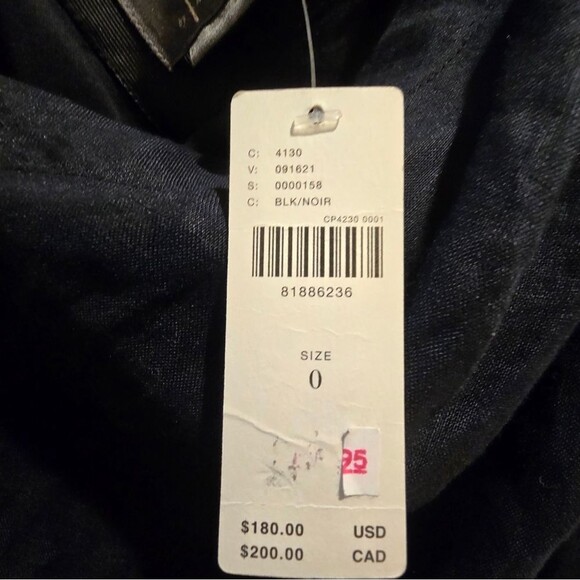 By Anthropologie Black One Shoulder Linen Wrap Dress NWT Sz 0 - Picture 6 of 8